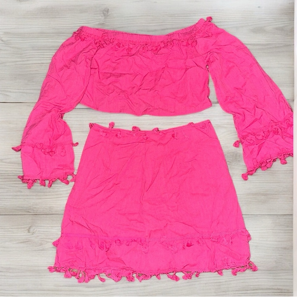 SHEIN 2 piece sleeve crop top and skirt set